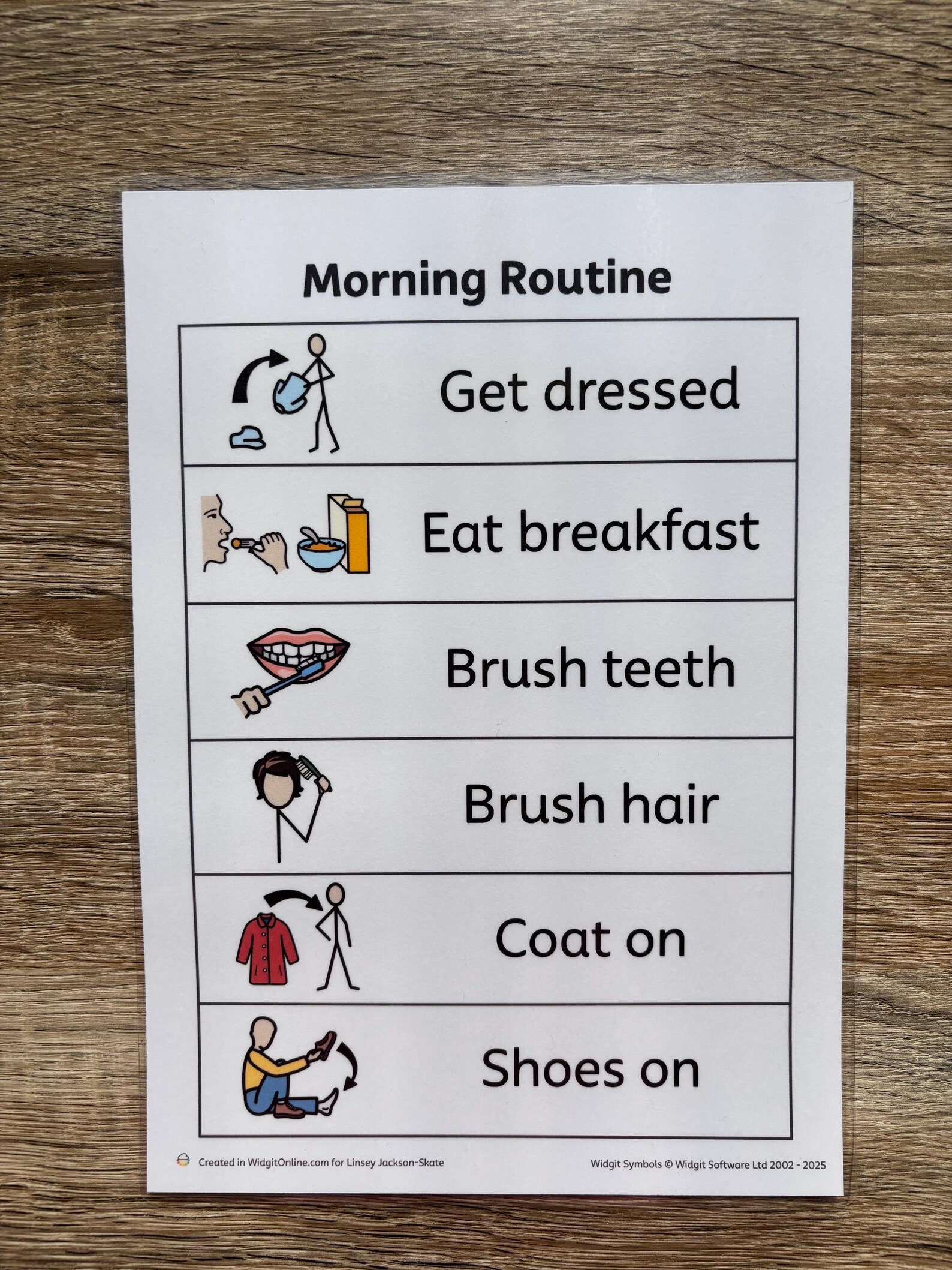 Morning Routine SEN Visual Communication Board